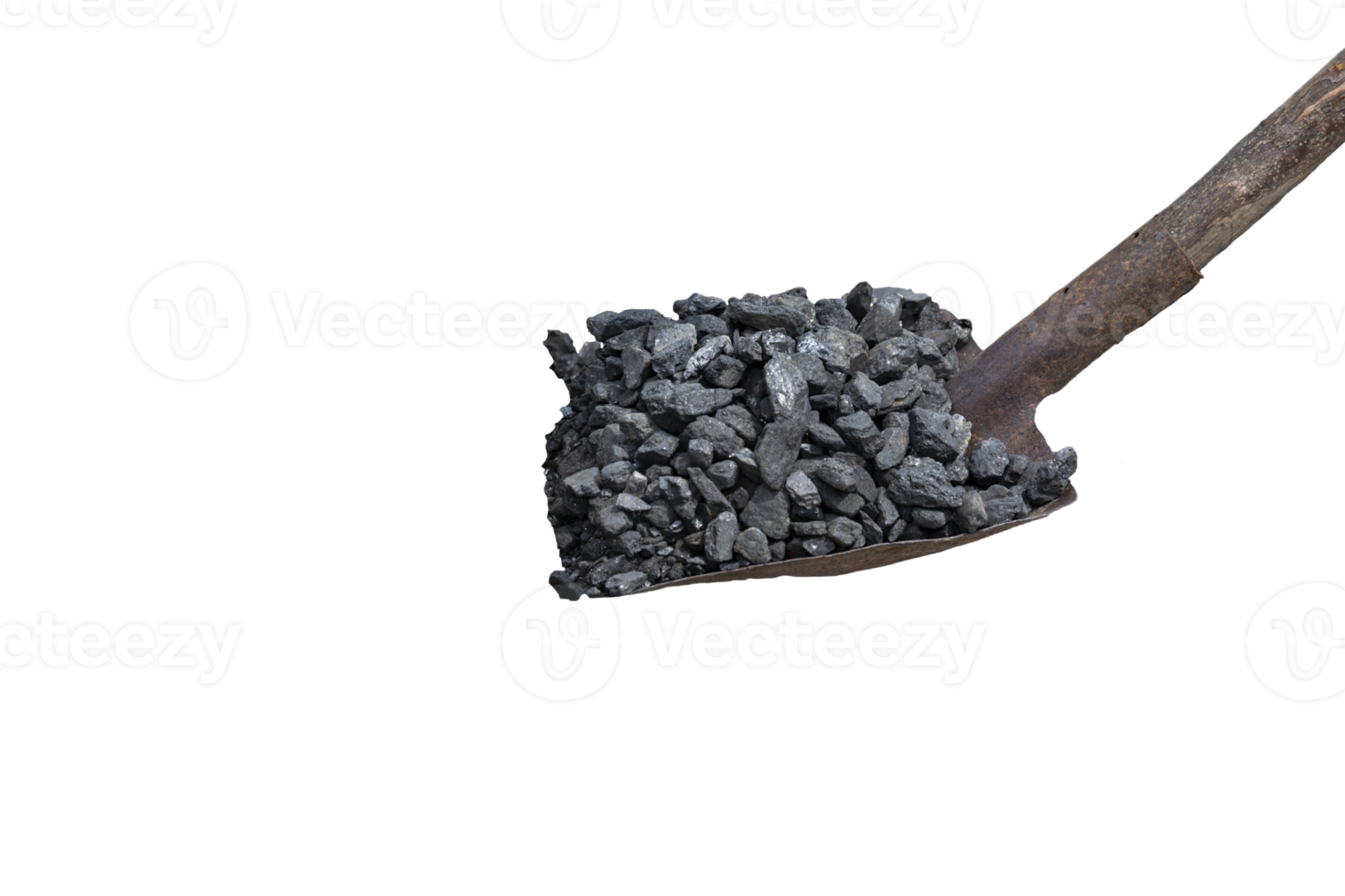 Black coal on a shovel on a transparent isolated background. PNG. Energy crisis. png