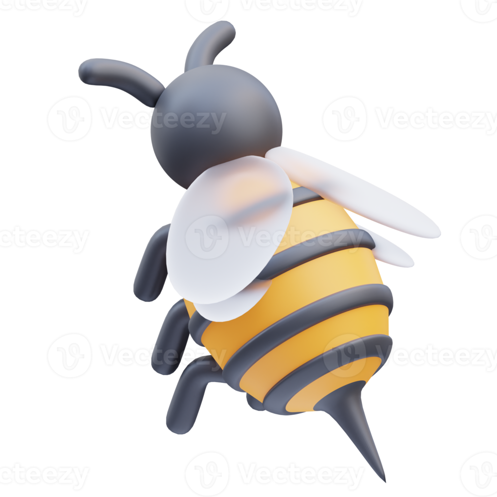 3d rendering of cute bee icon illustration png