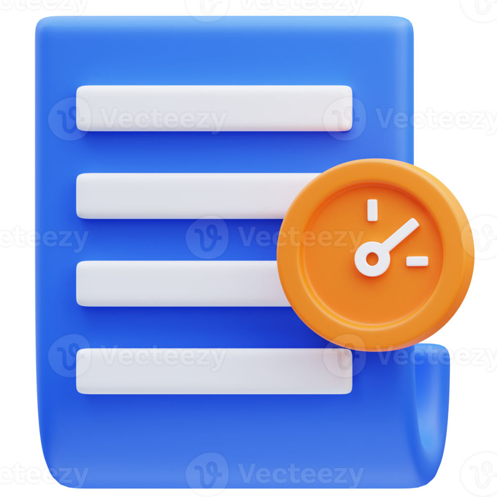 3d interpretazione di Timer documento icona illustrazione png