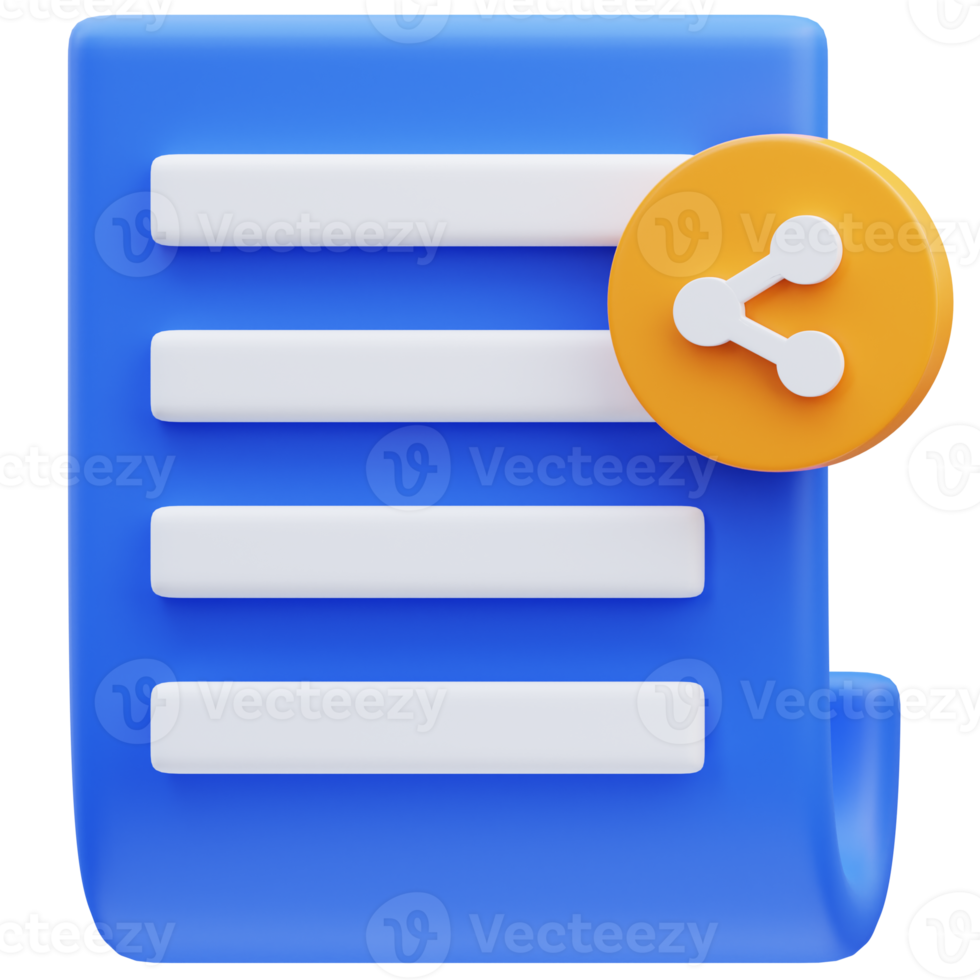 3d document sharing icon illustration rendering png