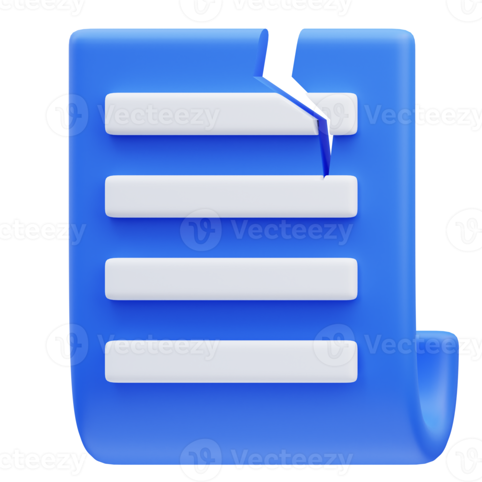 3d rendering of corrupt document icon illustration png