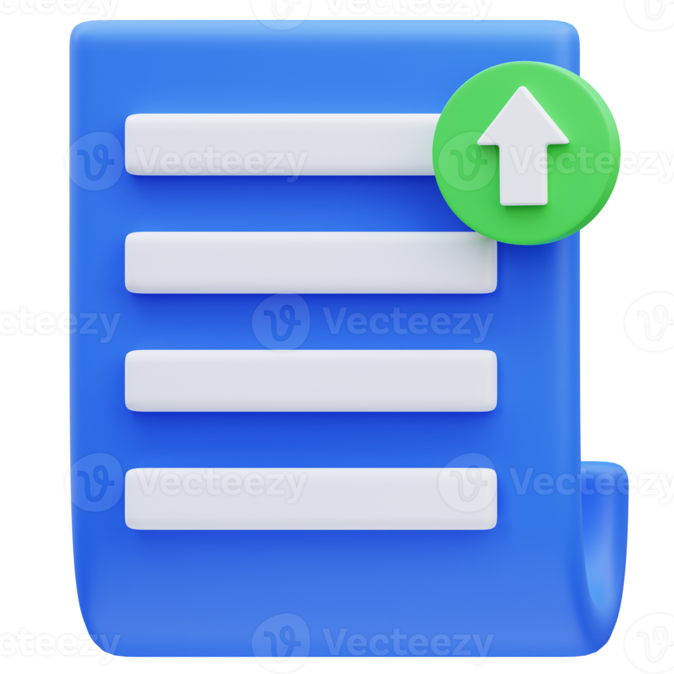 3d rendering of document upload icon illustration png
