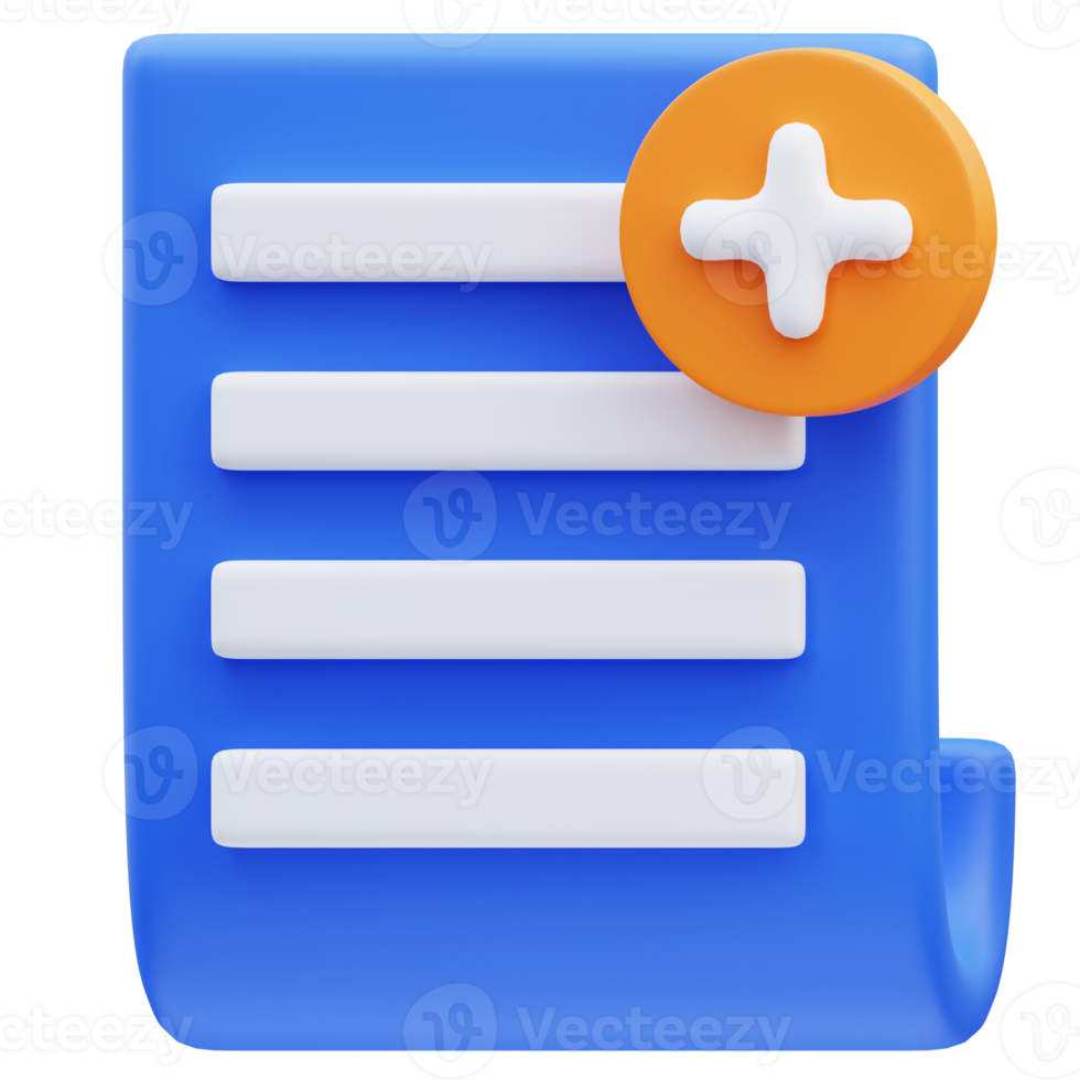 3d render add document icon illustration png