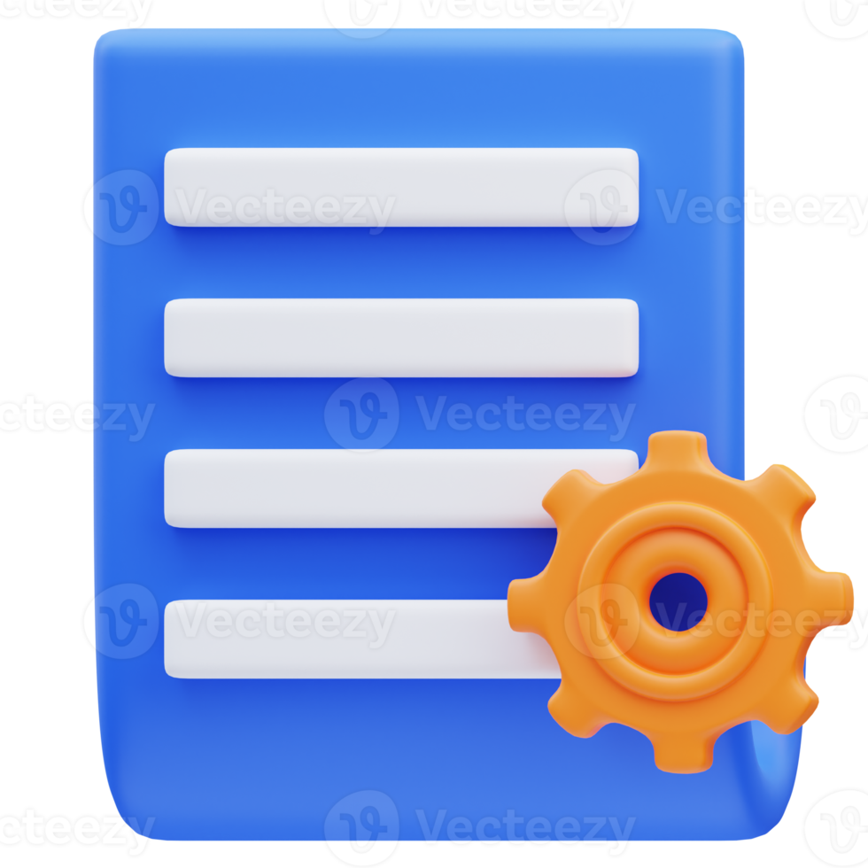 3d rendering of setting document icon illustration png