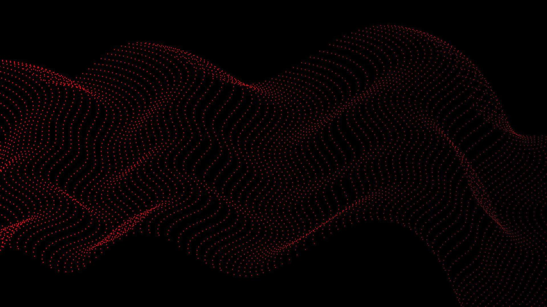 tecnología abstracta concepto futurista digital puntos rojos partículas forma de onda aislada sobre fondo oscuro y textura vector