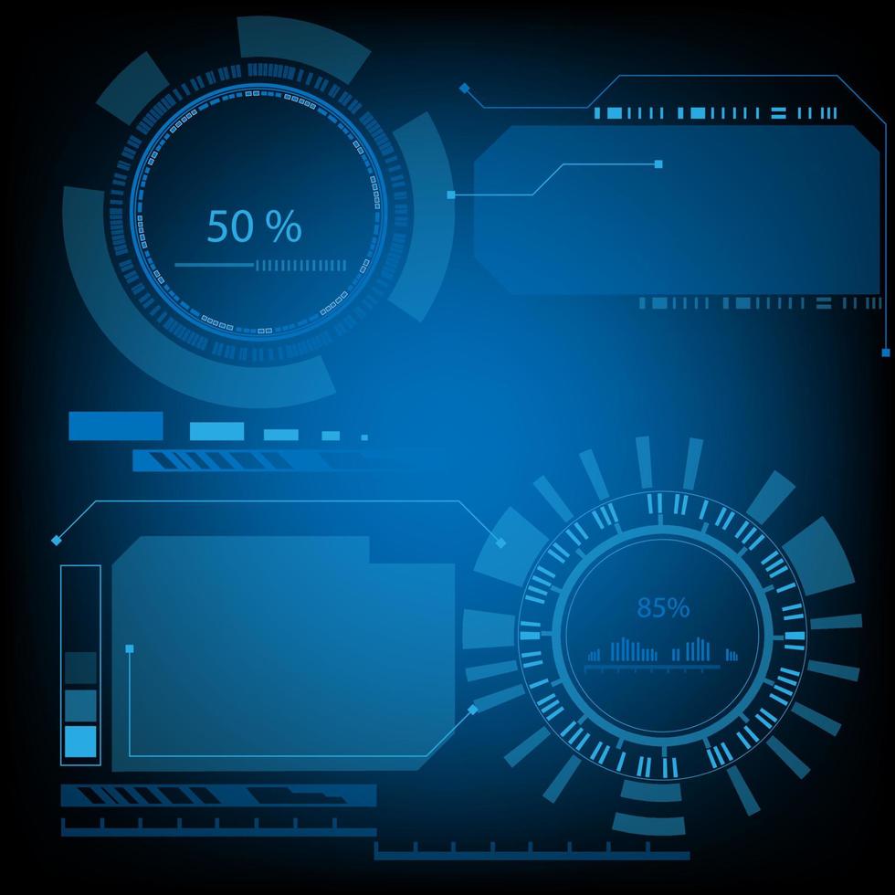 circular AI HUD hologram vector concept for future technology element background business screen