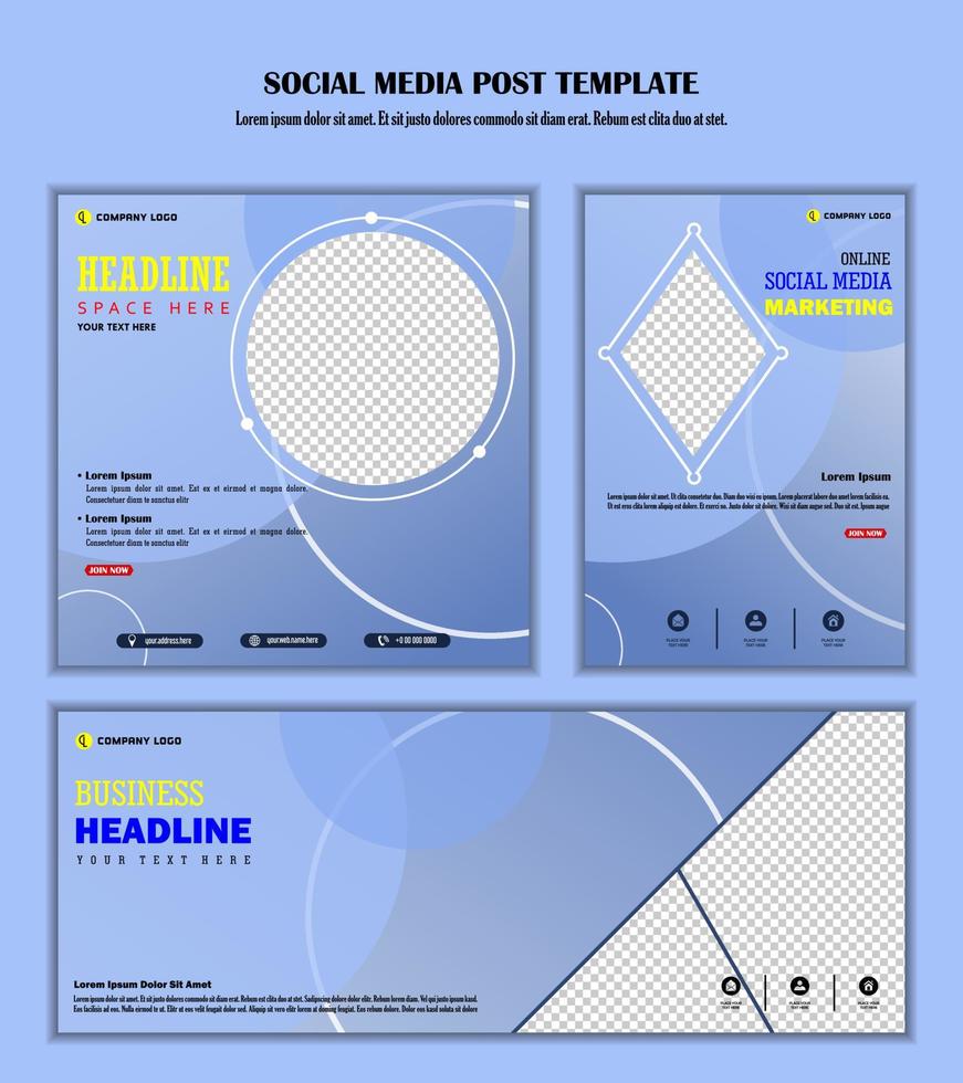 blue color background social media post vector
