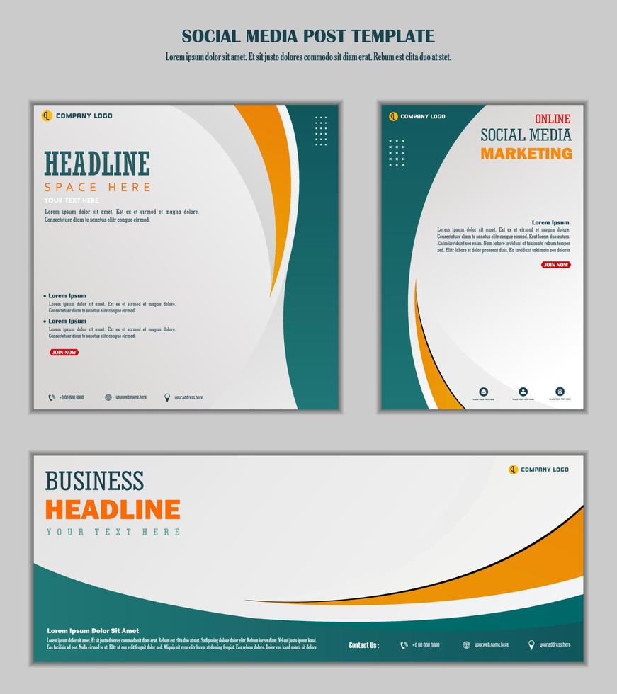 white and green background social media post template vector