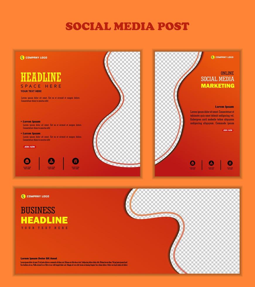 orange yellow color background social media post vector