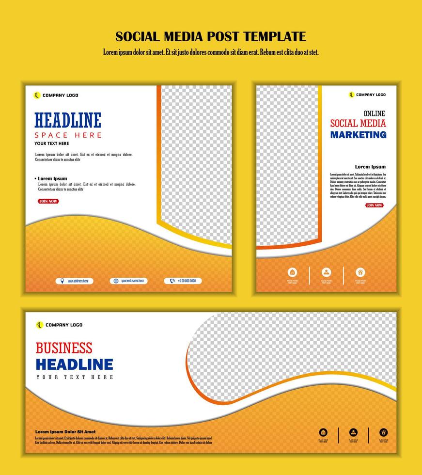 white  background with orange and yellow social media post vector