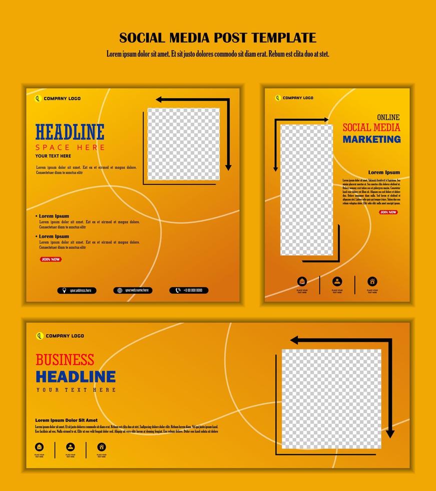 orange yellow color background social media post vector