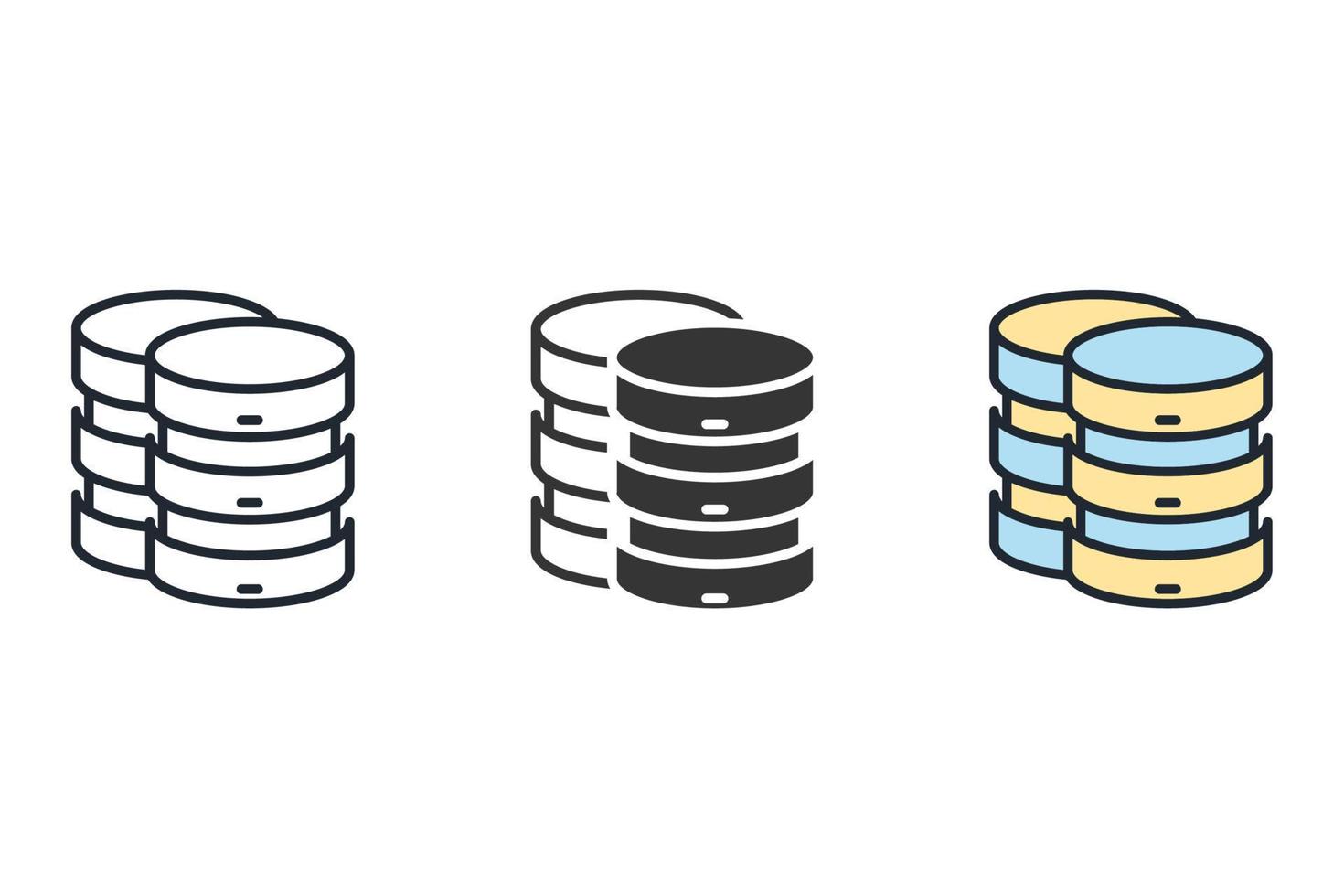 iconos de base de datos de red simbolizan elementos vectoriales para web infográfico vector