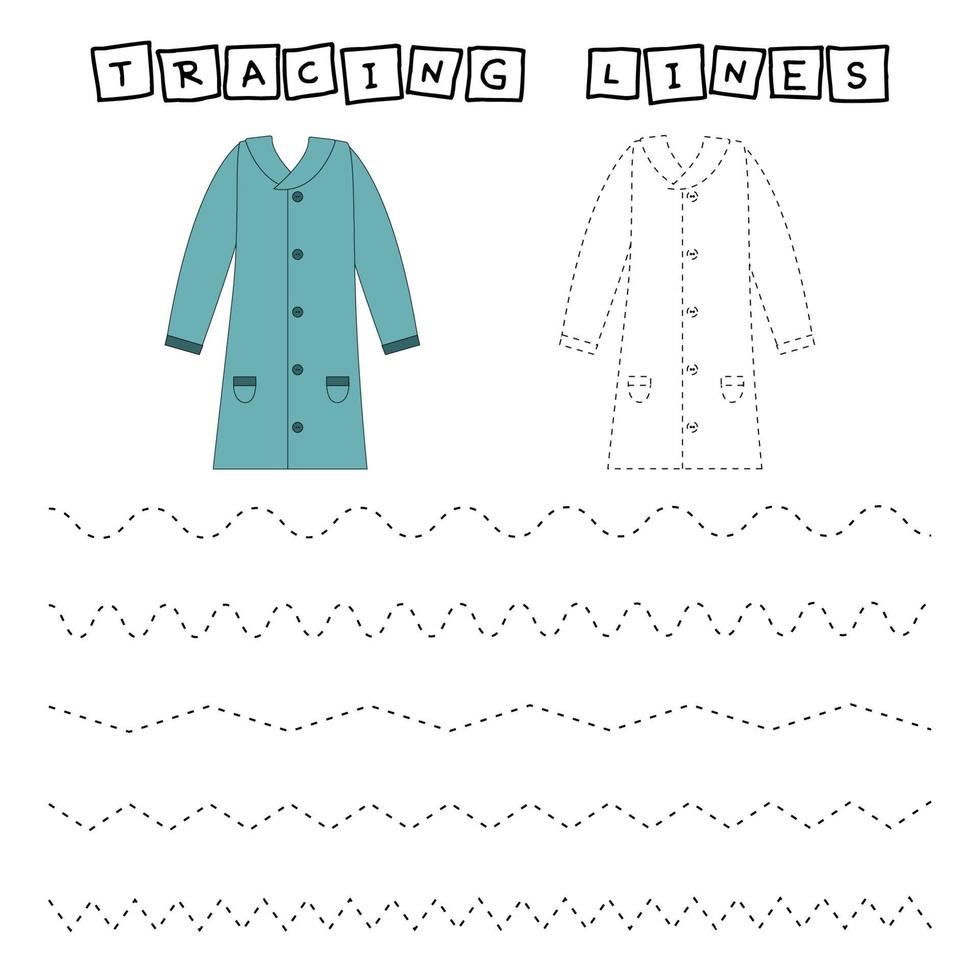 Trace line worksheet with fishes for kids, practicing fine motor skills.  Educational game for preschool children. vector