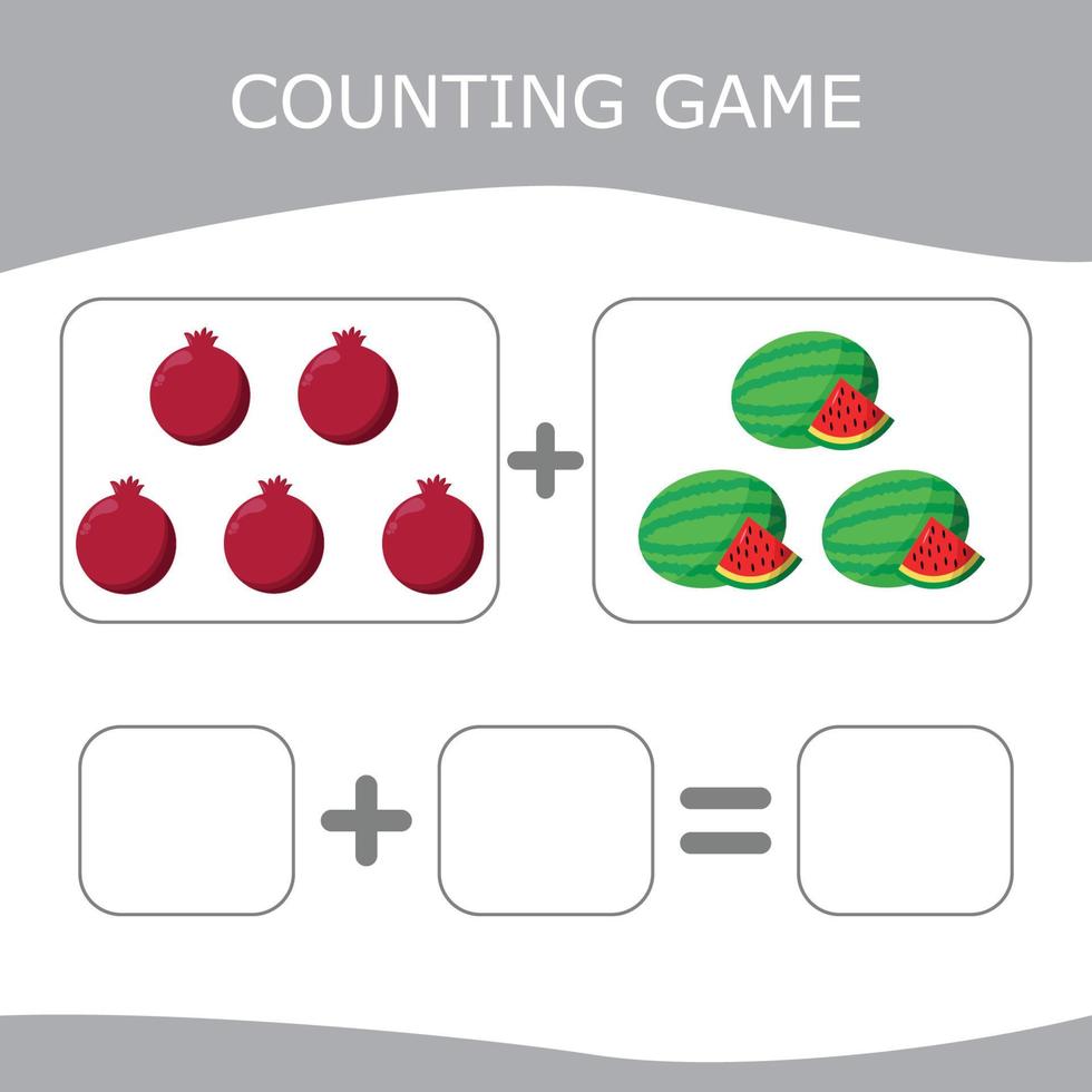 juego educativo para niños, niños. . juego de aprendizaje de matemáticas, juego de conteo. ilustración vectorial para imprimir, página vector