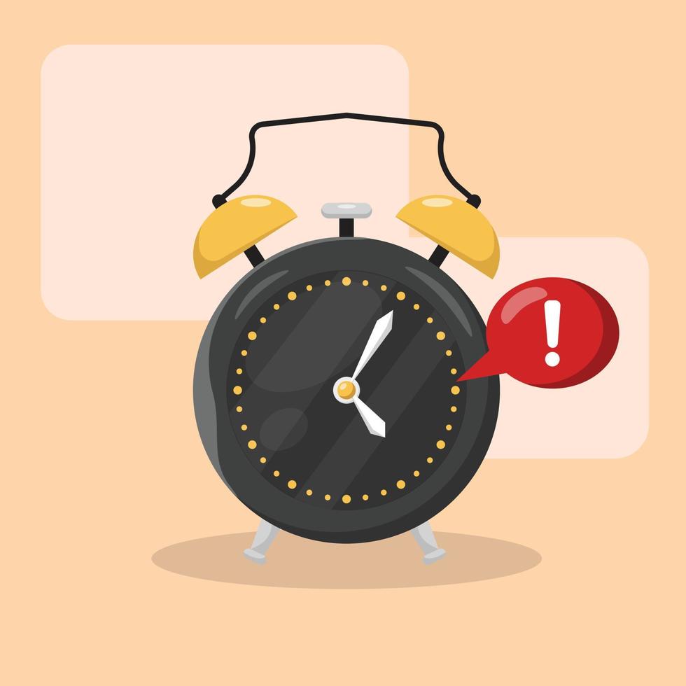 Alarm Clock Illustration with Exclamation Symbol Vector