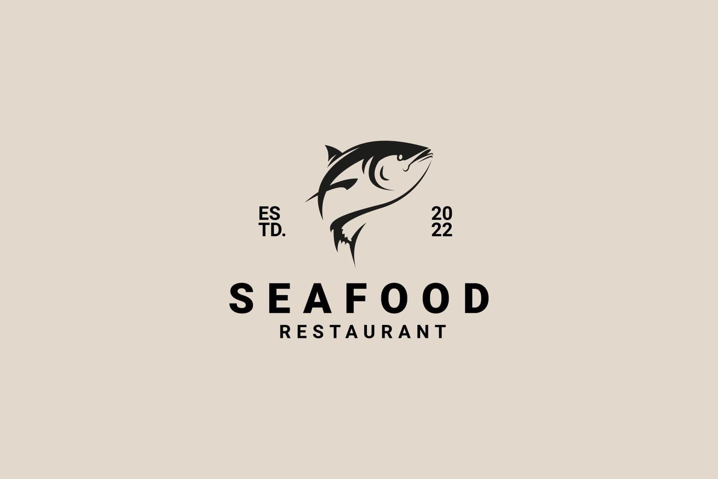 Seafood Restaurant Logo Design Template, Vintage Concept vector