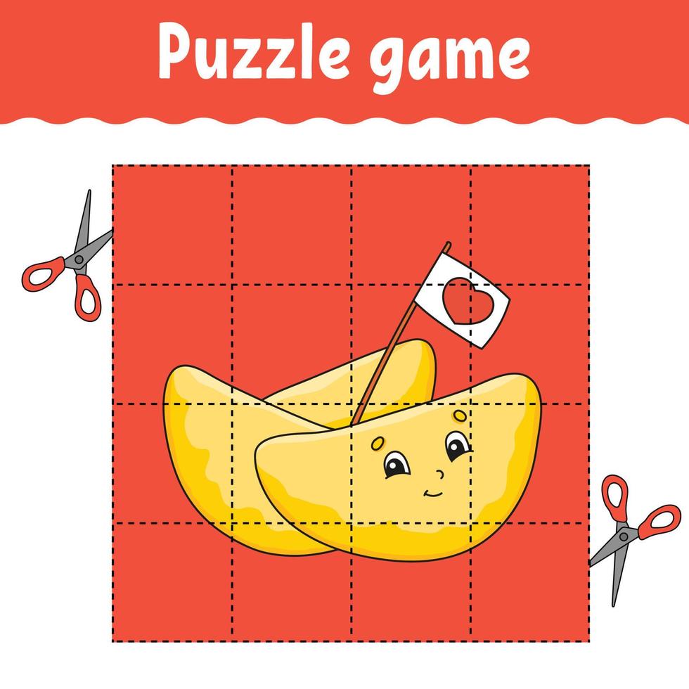 Puzzle game for kids. Education developing worksheet. Learning game for children. Color activity page. Barbecue theme. Riddle for preschool. Isolated vector illustration in cartoon style.