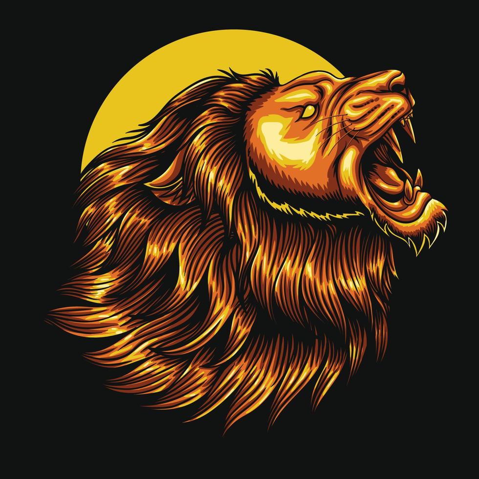 ilustración de vector de rugido de león enojado de oro