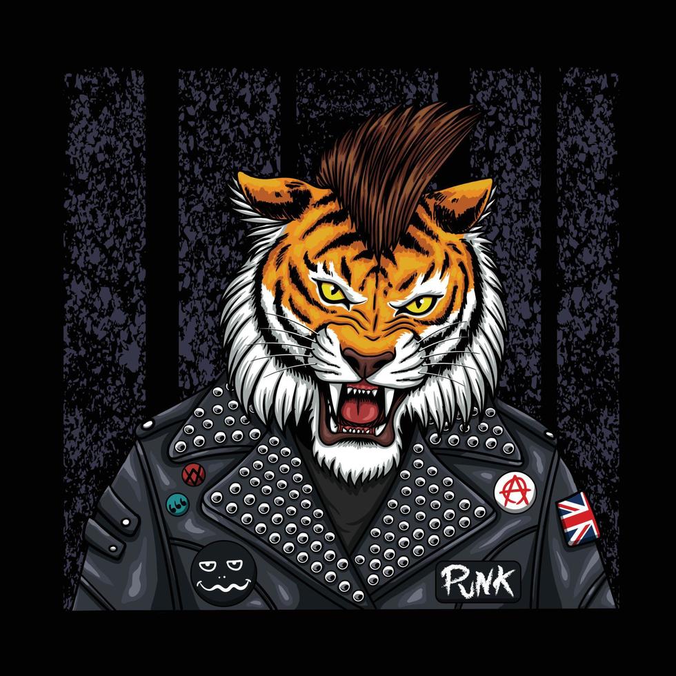 Ilustración de vector de estilo punk de tigre