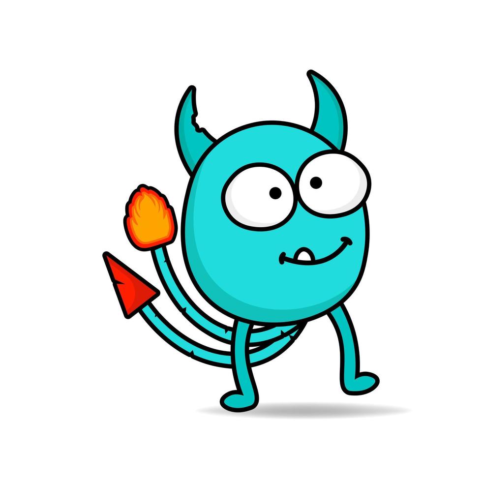 cute evil monster design mascot kawaii vector