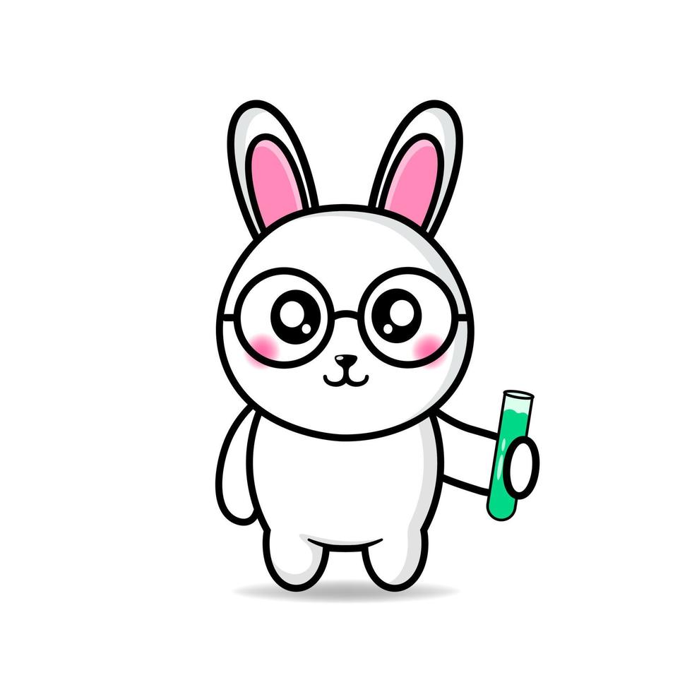 cute bunny professor design mascot kawaii vector