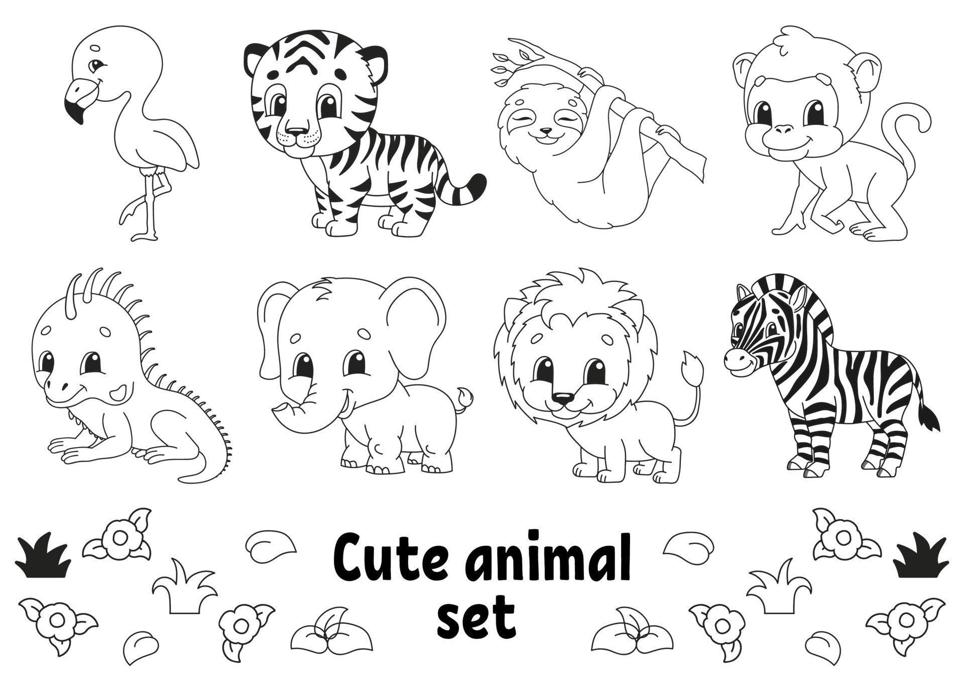 Coloring page for kids. Animal theme. Digital stamp. Cartoon style