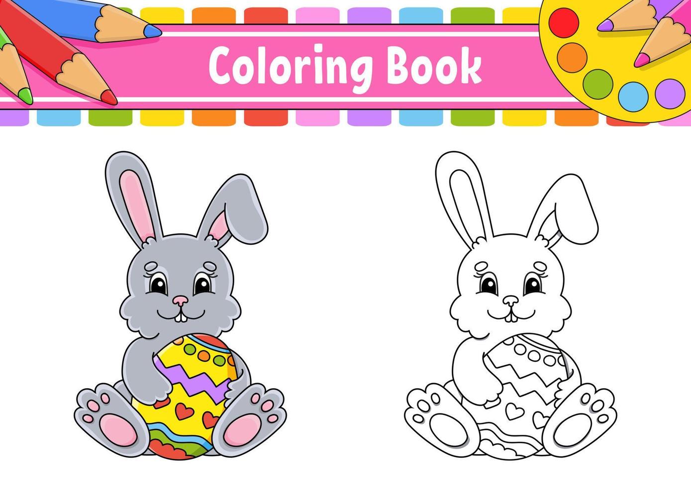 libro para colorear para niños. personaje animado. ilustración vectorial silueta de contorno negro. tema de pascua aislado sobre fondo blanco. vector