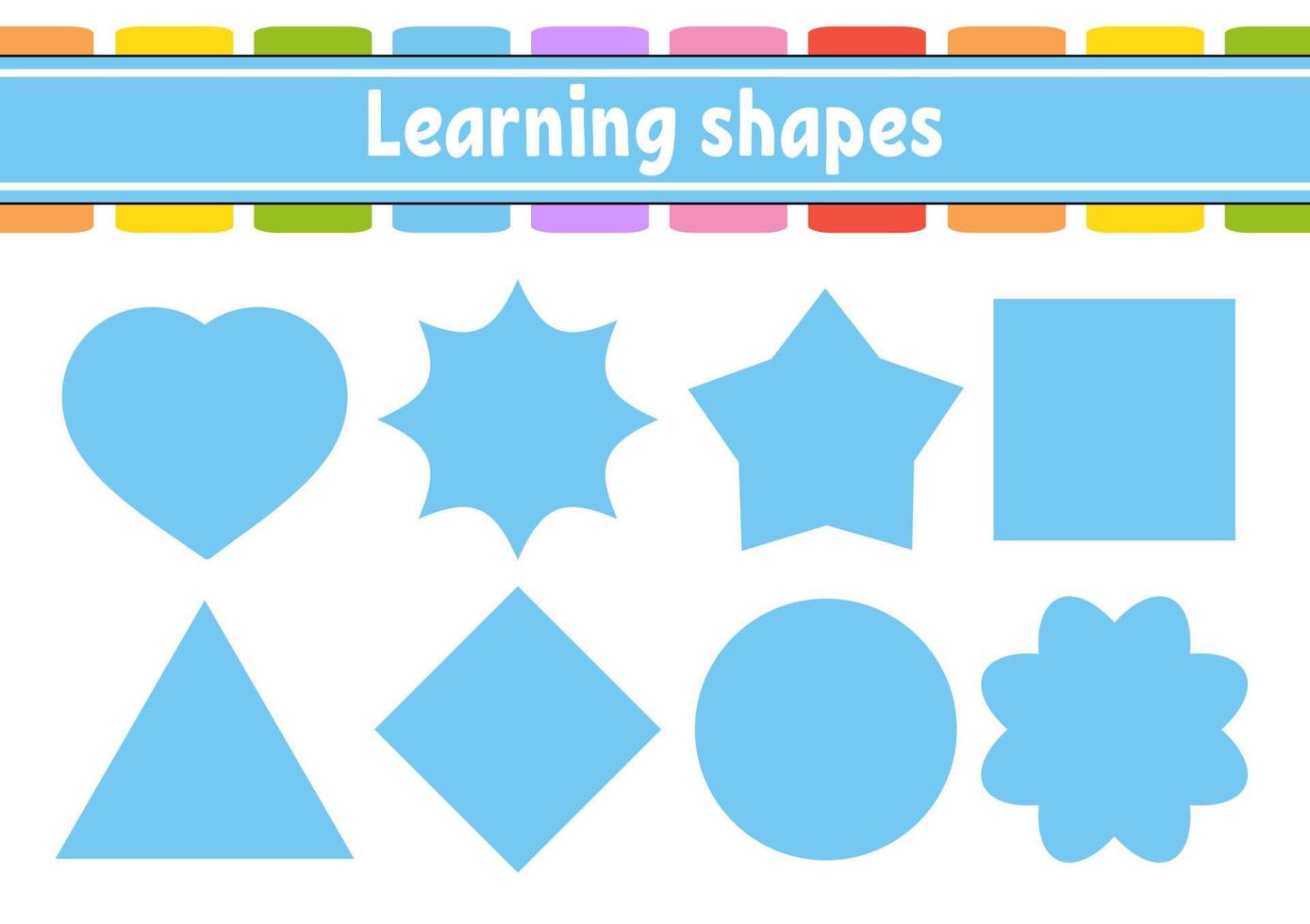 Puzzle game for kids. Cut and paste. Cutting practice. Learning shapes. Education worksheet. Circle, square, rectangle, triangle. Activity page. vector