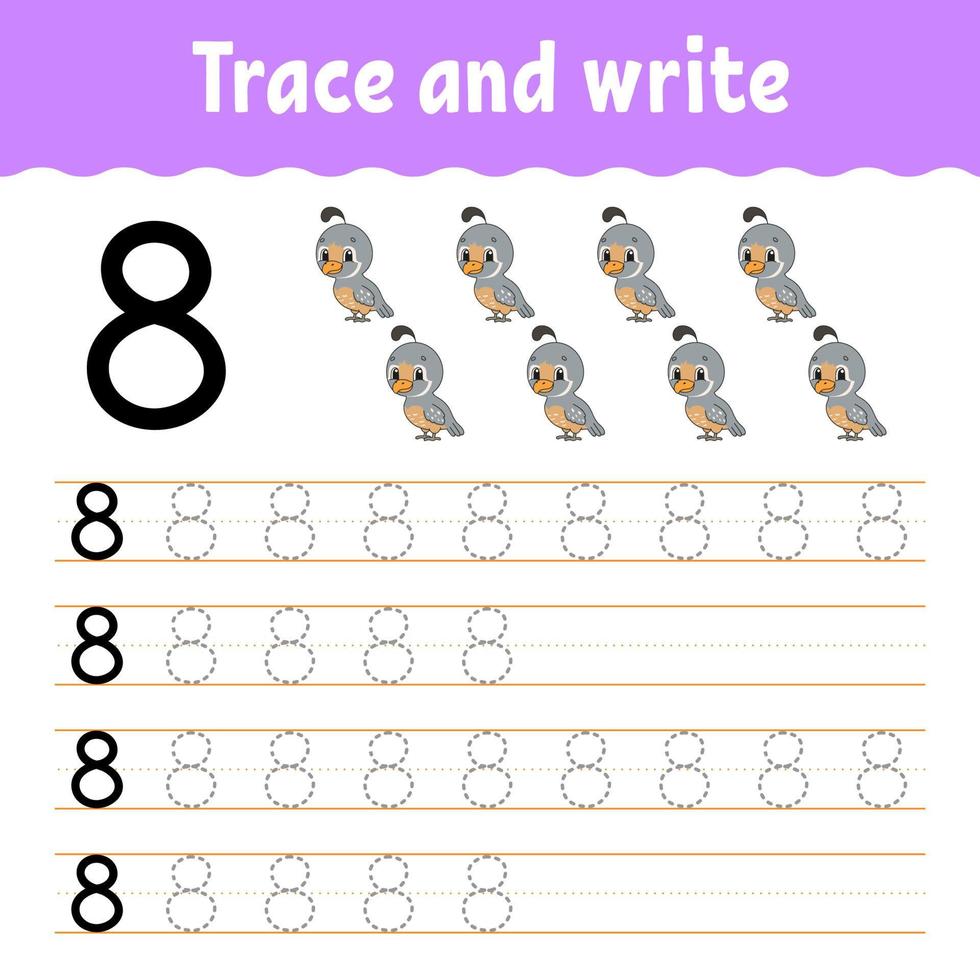 Trace and Write. Handwriting Practice. Learning Numbers for Kids. Education  Developing Worksheet. Activity Page Stock Vector - Illustration of outline,  correct: 174174462