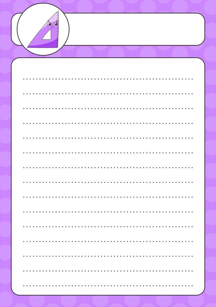 Lined sheet template. Handwriting paper. For diary, planner, checklist, wish list. Back to school theme. Vector illustration.