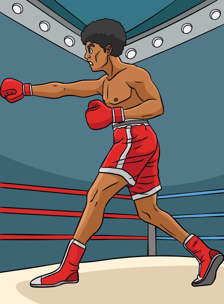 ilustración de dibujos animados de color de deporte de boxeo vector