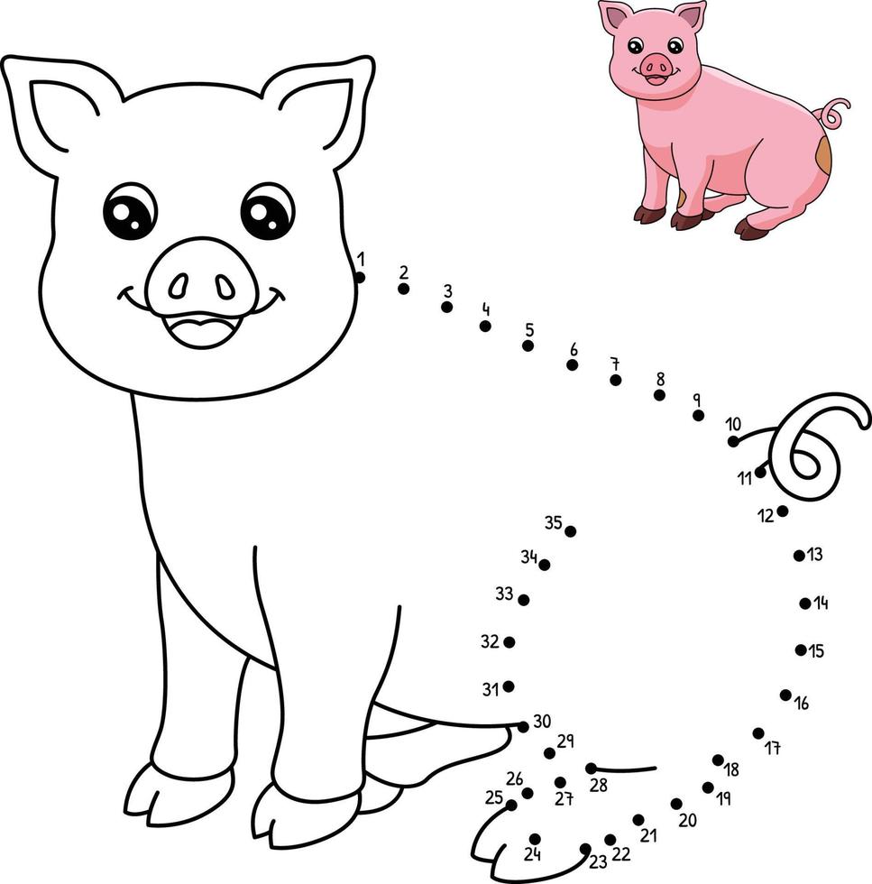 Dot to Dot Pig Isolated Coloring Page for Kids vector