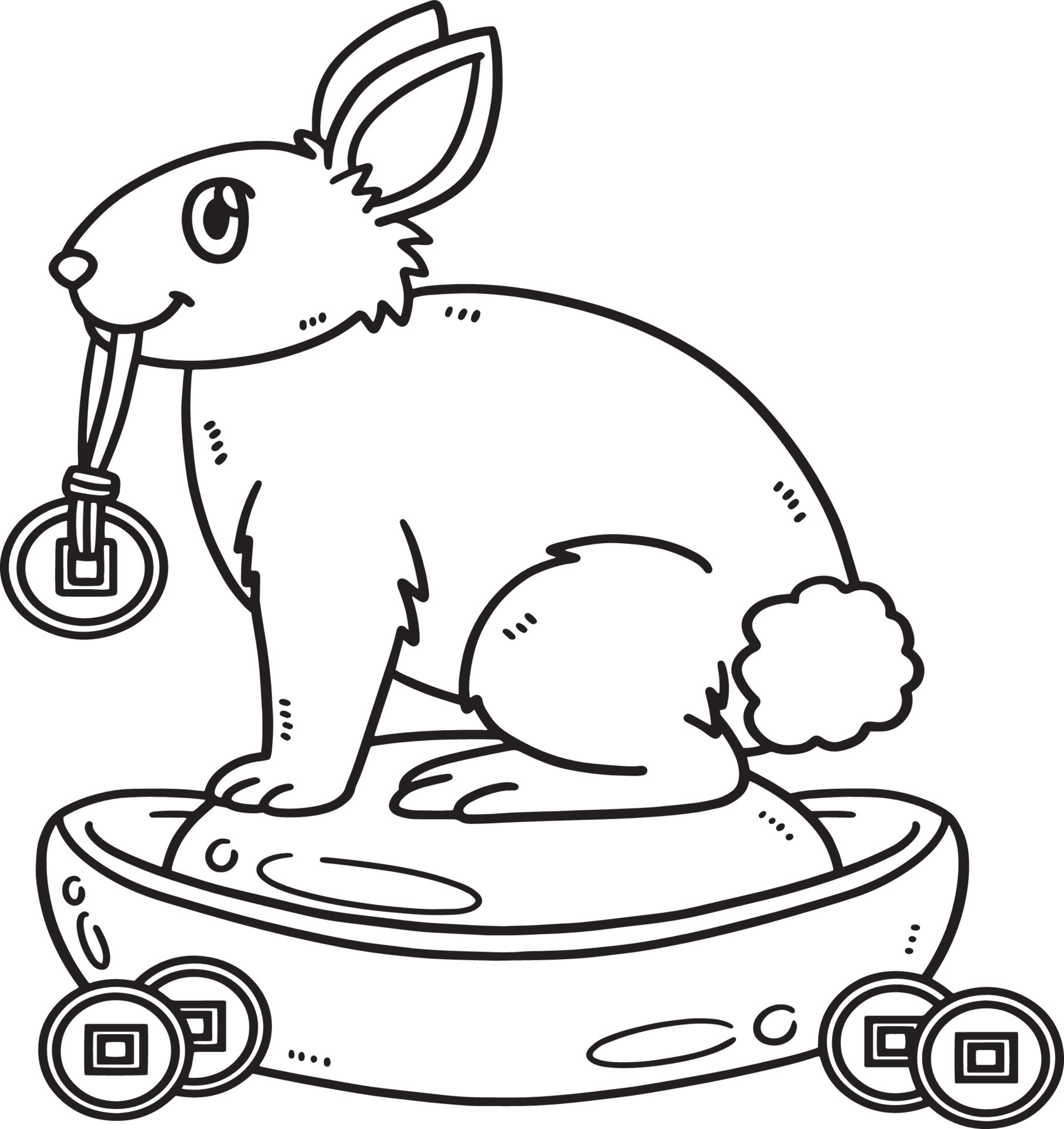 Rabbit Charm Display Isolated Coloring Page 12626239 Vector Art at Vecteezy