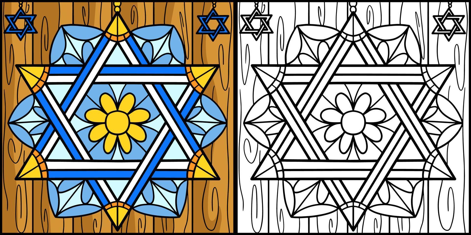 Hanukkah Star of David Coloring Illustration vector