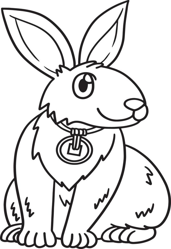 Happy Rabbit Isolated Coloring Page for Kids vector