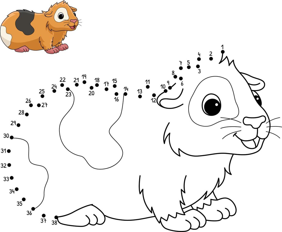 Dot to Dot Guinea Pig Isolated Coloring Page vector