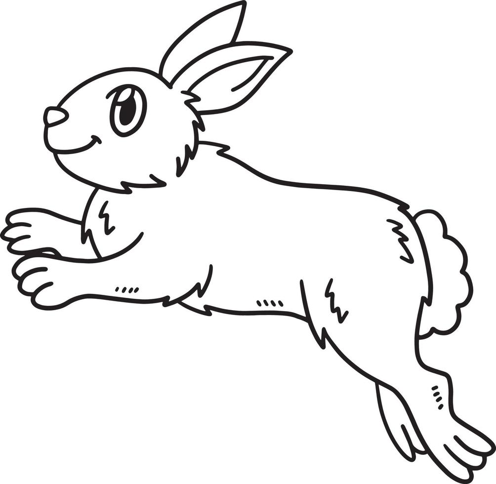 Jumping Rabbit Isolated Coloring Page for Kids vector