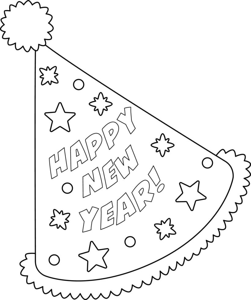New Year Party Hat Coloring Pages