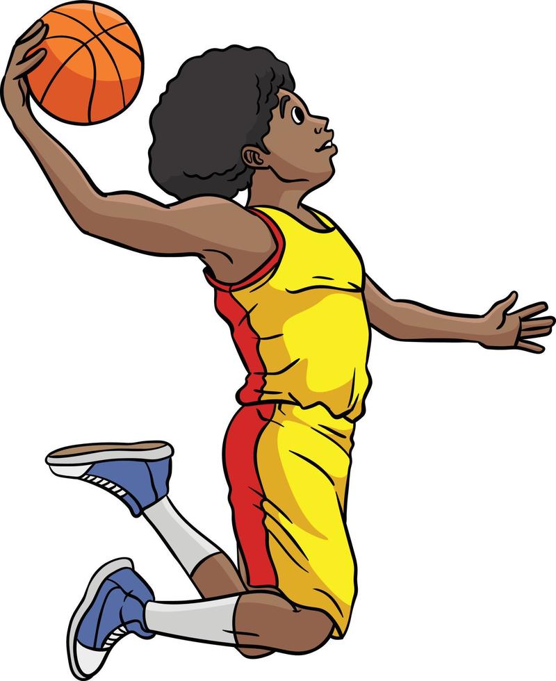 ilustración de imágenes prediseñadas de color de dibujos animados de baloncesto vector