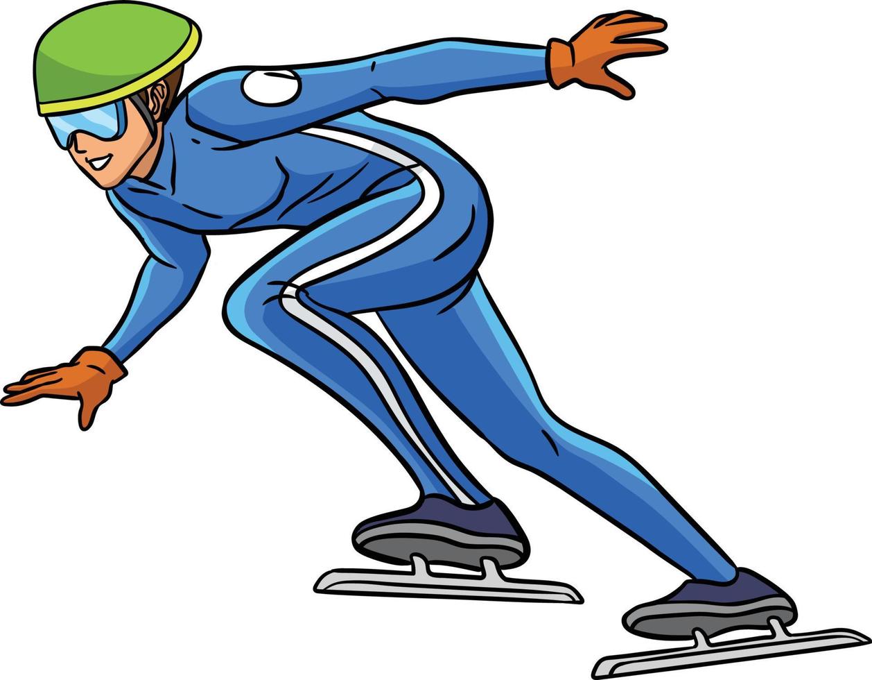 Speed Skating Cartoon Colored Clipart Illustration vector