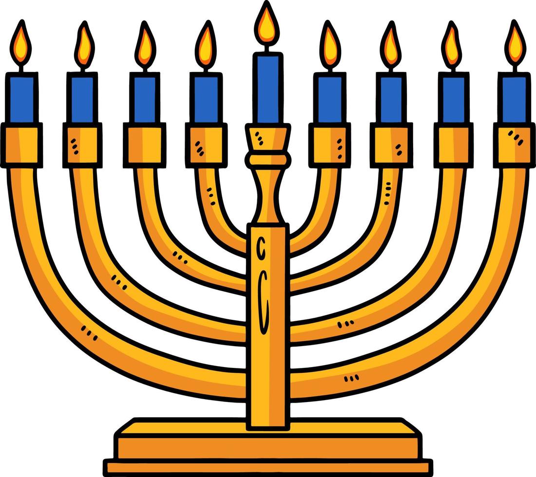 Hanukkah Menorah Cartoon Colored Clipart vector