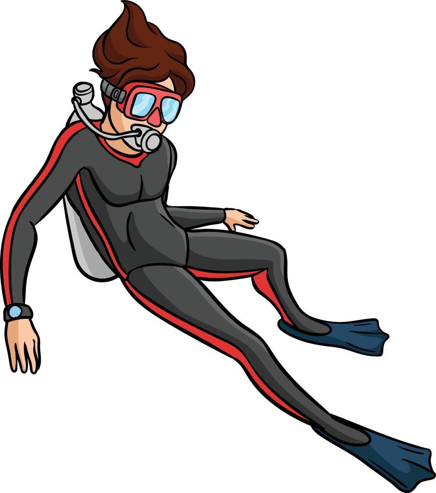 Scuba Diving Cartoon Colored Clipart Illustration vector