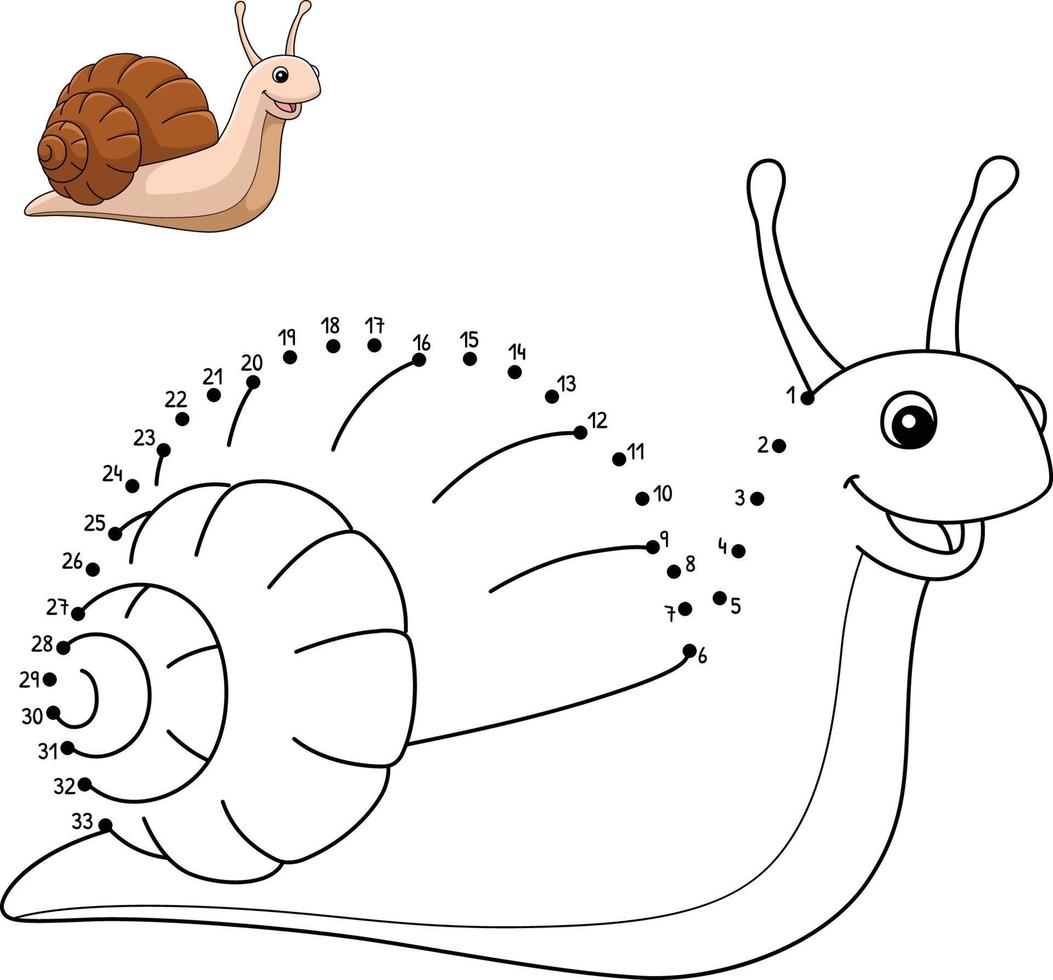 Dot to Dot Snail Animal Isolated Coloring Page vector