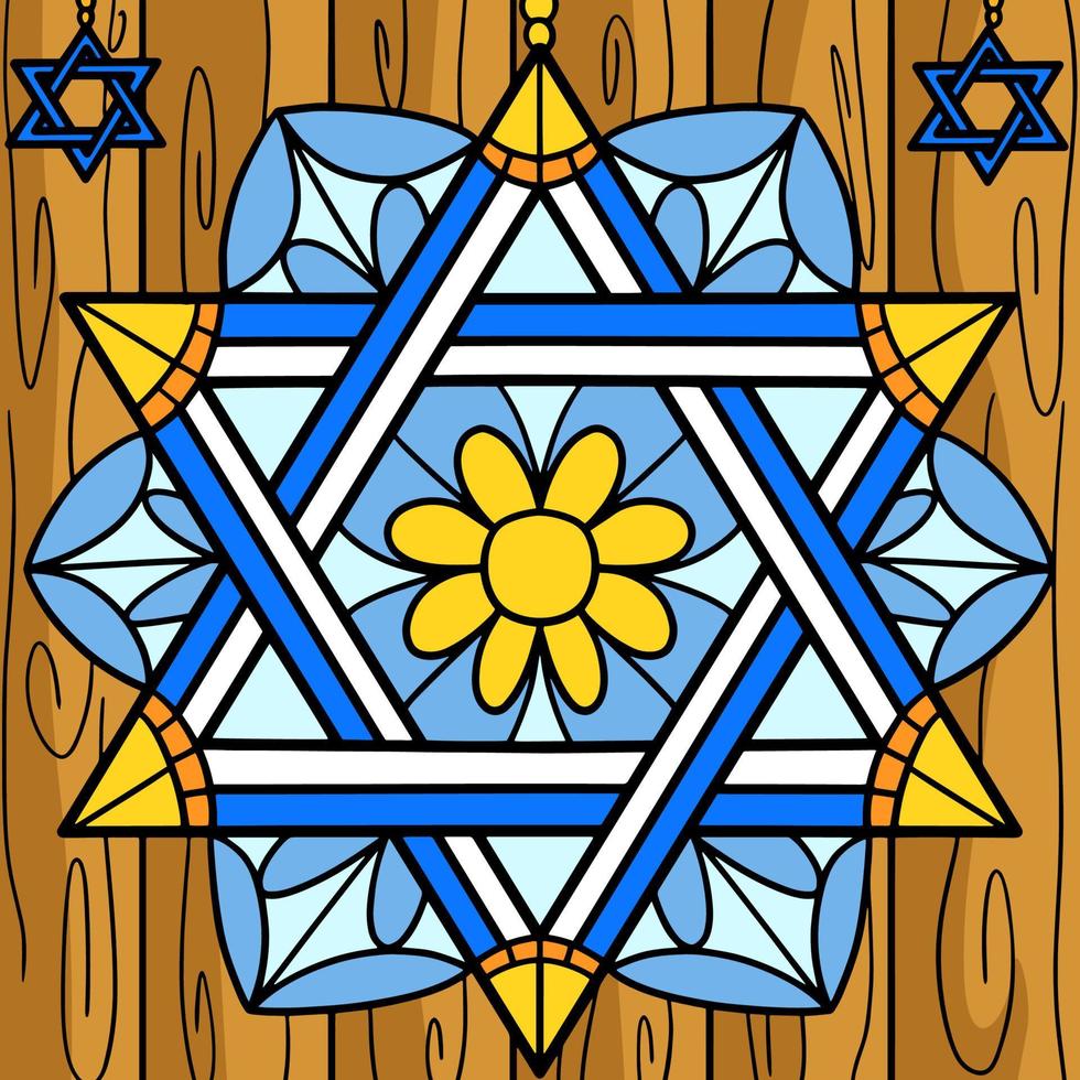 Hanukkah Star of David Colored Cartoon vector