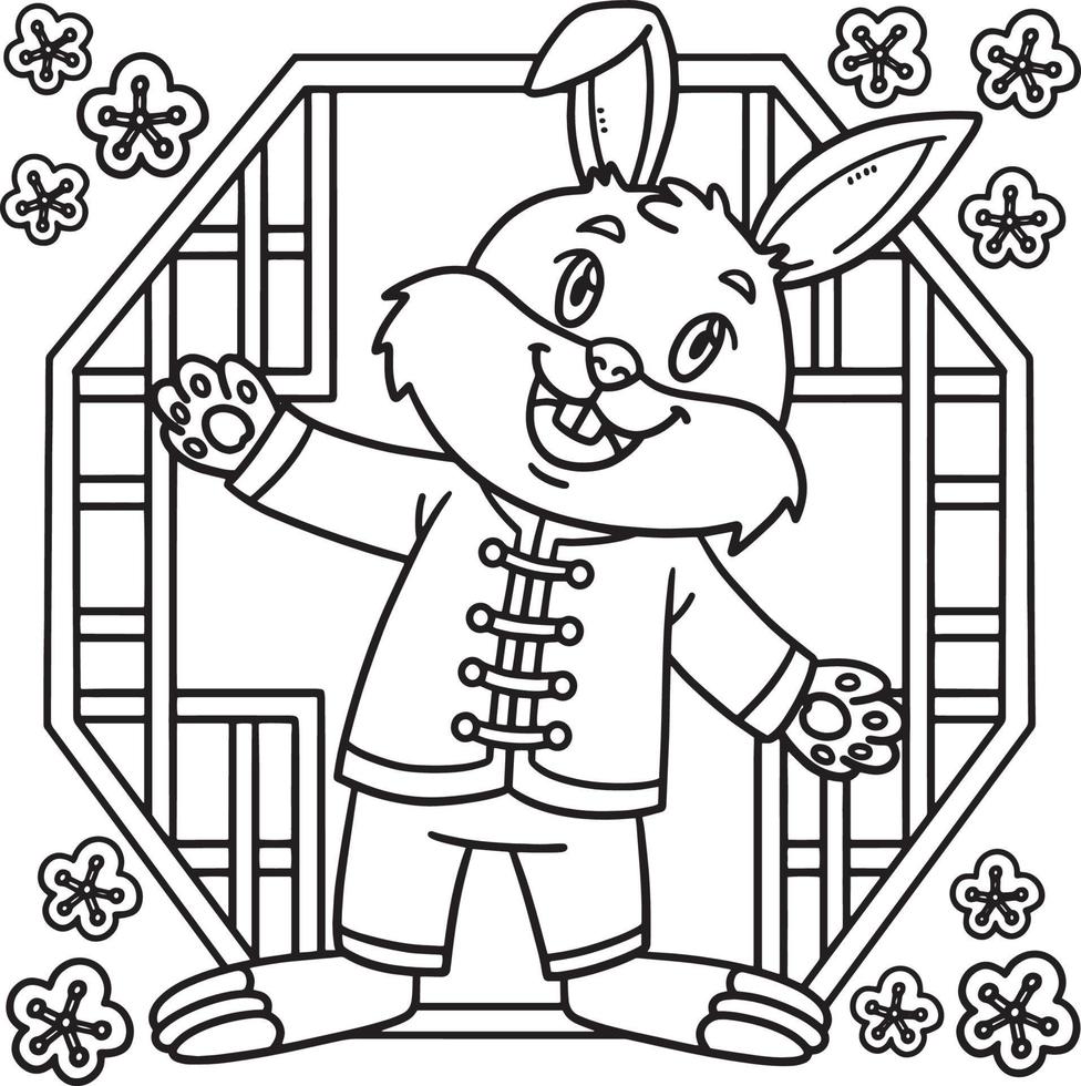Rabbit Chinese Outfit Year Of The Rabbit Coloring vector