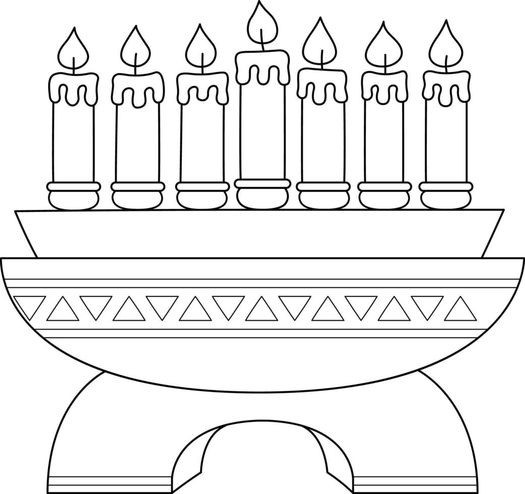 Kwanzaa Kinara Isolated Coloring Page for Kids vector