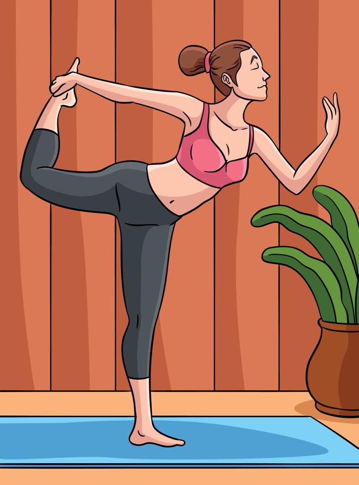 Yoga Sport Colored Cartoon Illustration vector