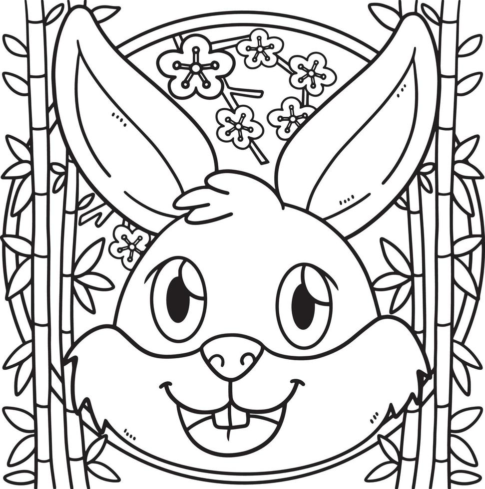 Rabbit Head Year Of The Rabbit Coloring Page vector