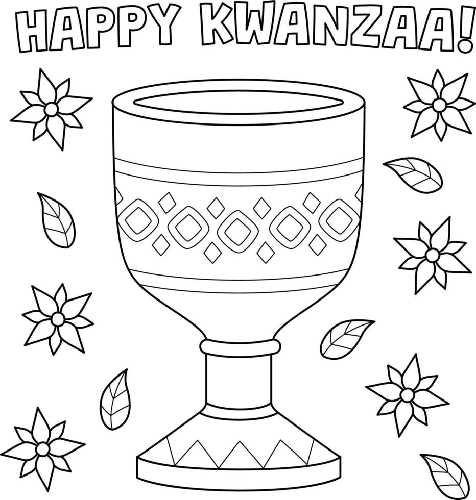 kwanzaa unity cup página para colorear para niños vector