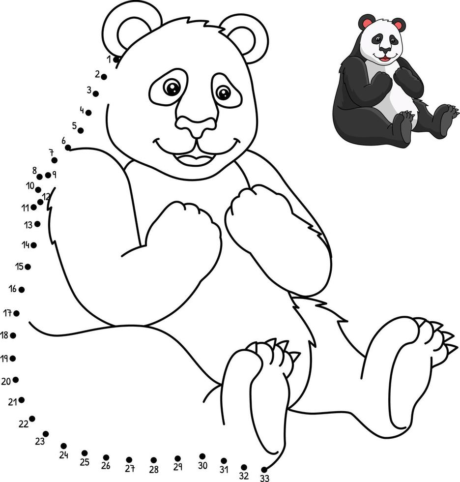 punto a punto panda aislado página para colorear para niños vector